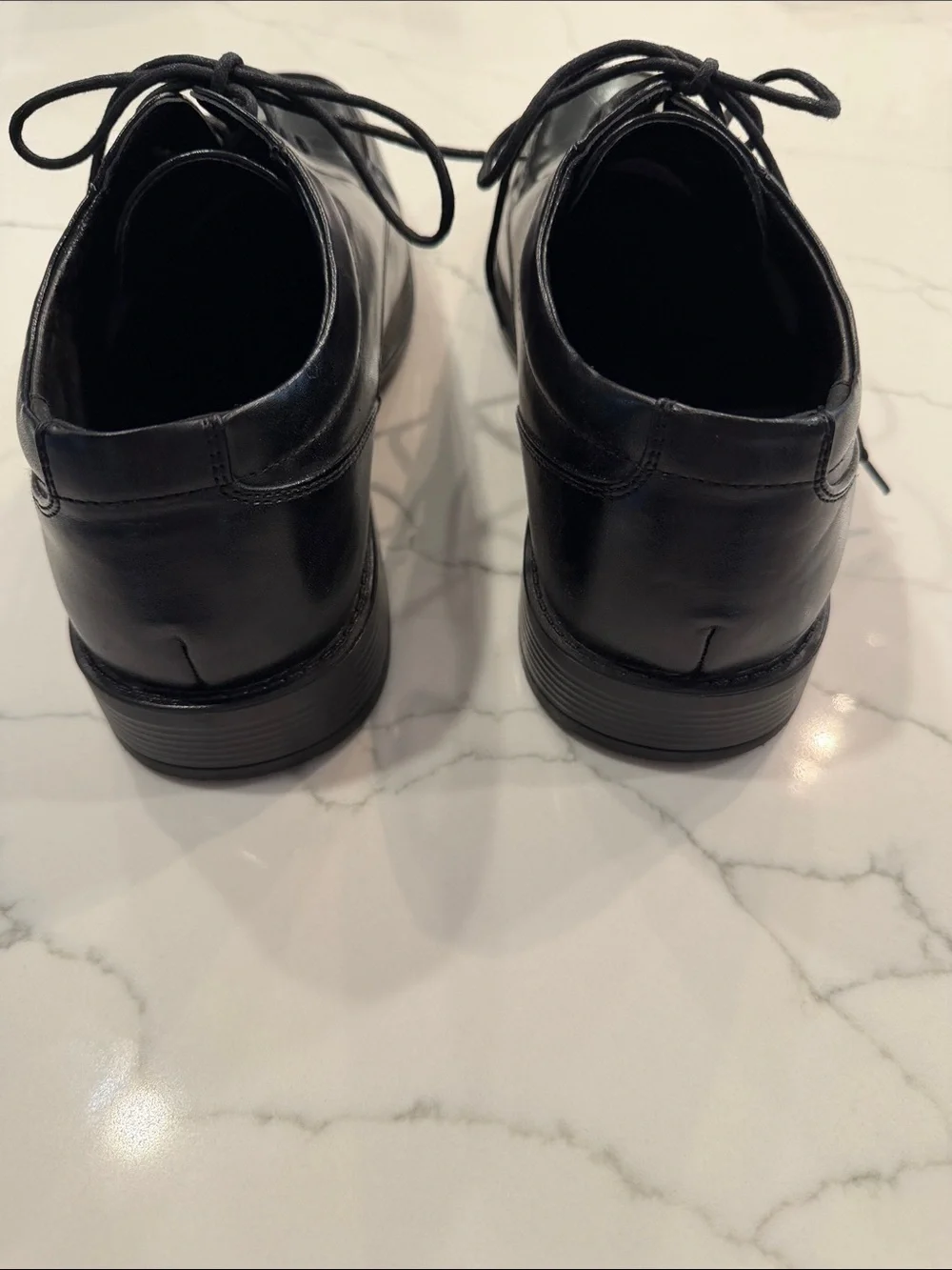 Stafford Black Leather Lace-Up Derby Shoes